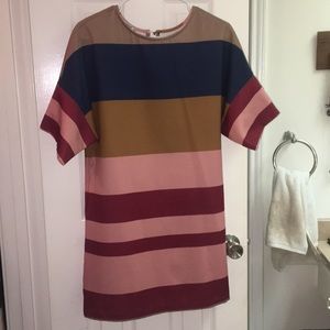 Vkozen Brand Striped Shift Dress Size 4 Pink Multi